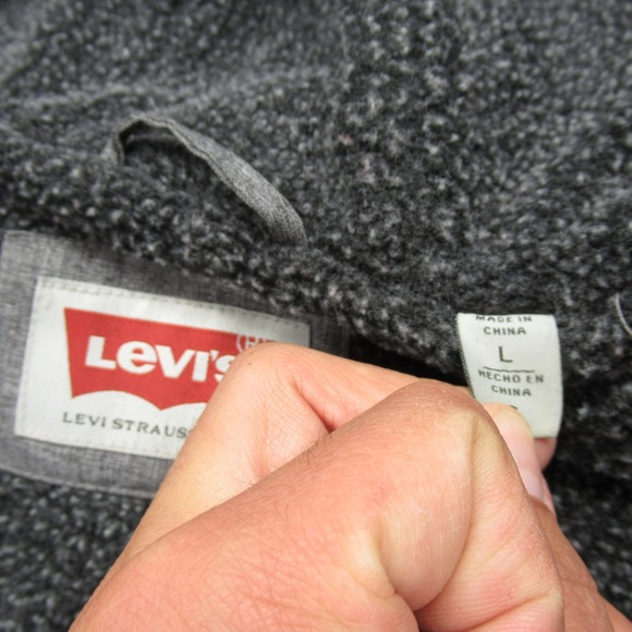 Levis Jacket Men Large Gray Sherpa Lined Water Resistant Hooded Full Zip Trucker - Picture 4 of 15